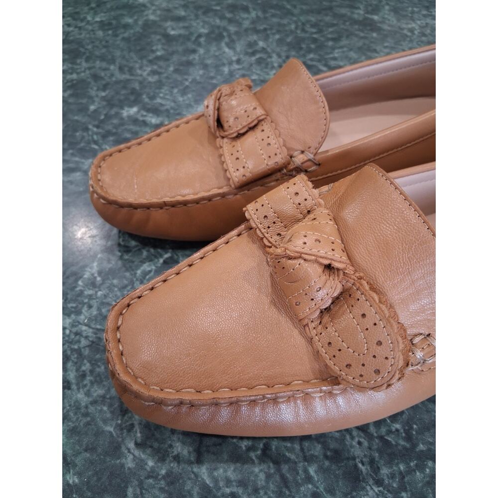 Cole Haan Bellport Bow Driver Shoes Womens 7 B Tan Leather Casual Loafer Slip On - Picture 6 of 7